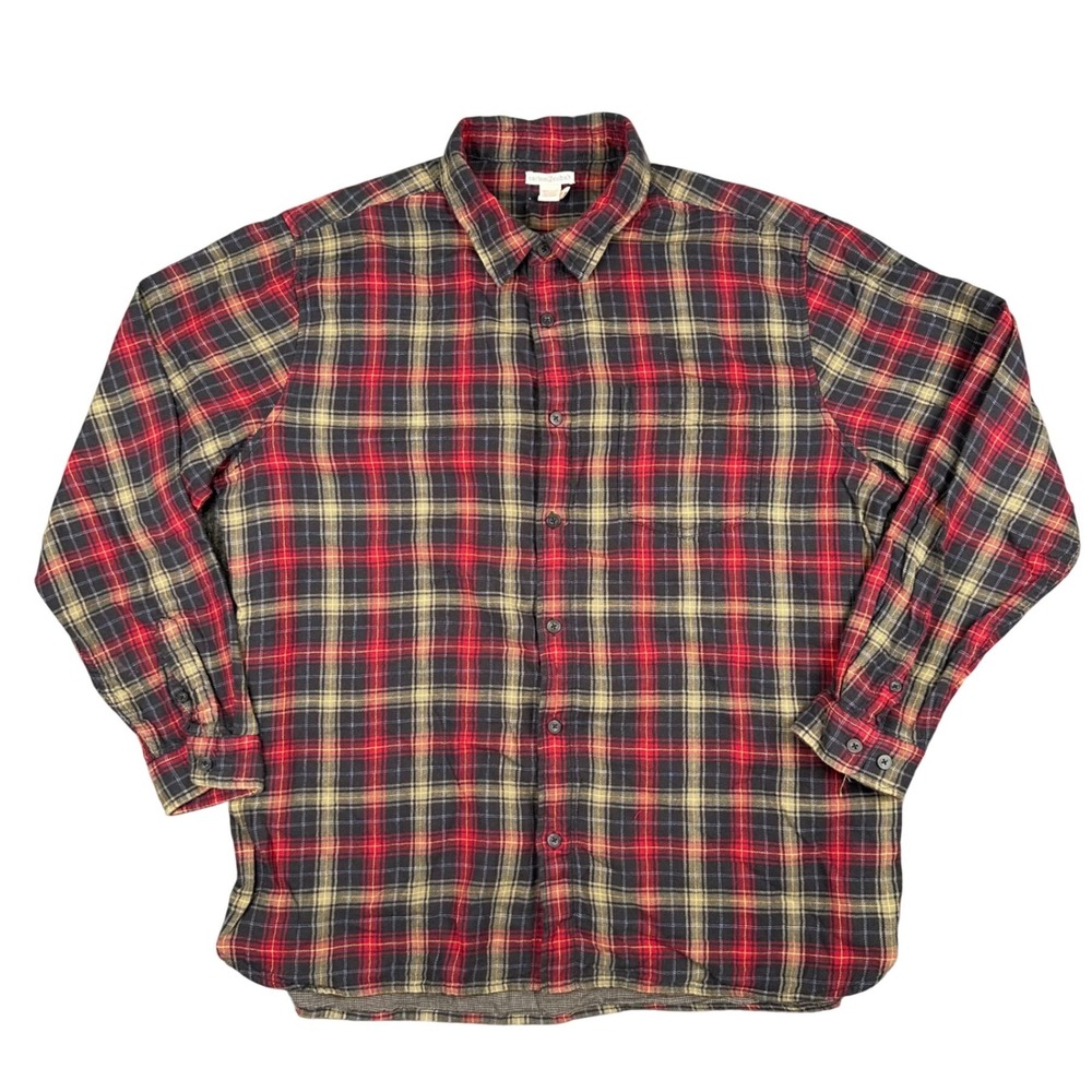 Carbon 2 Cobalt Mens XL Flannel Button Down Shirt Red Black Plaid Long Sleeve